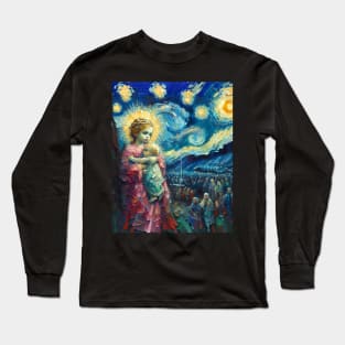 Jesus baby in starry night Long Sleeve T-Shirt